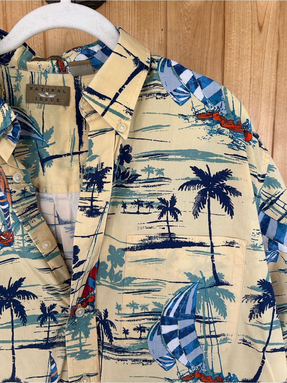 Men’s Natural Issue Tropical Button Down 100% Cotton Wrinkle Free Size Large - Picture 3 of 5